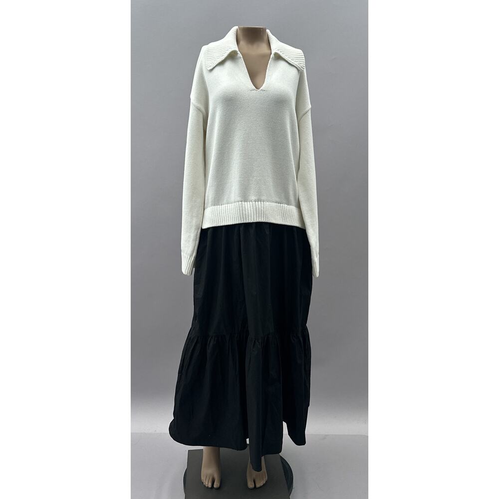 English Factory Ivory and Black Midi Dress